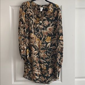 Floral print shirt dress
